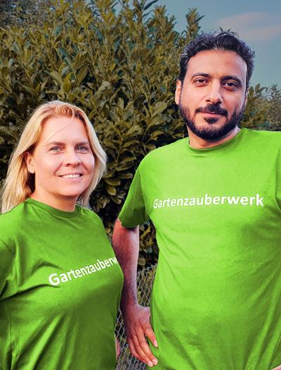 Ansprechpartner*innen des Gartenzauberwerks Dortmund Süd Salim Almudawar und Karolina