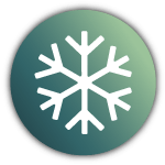 Icon_Winterdienst_Kreis Grünes Icon mit weißem Schneeflocken Symbol